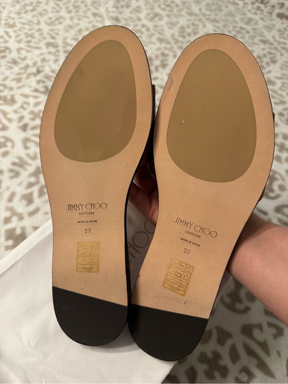 Jimmy Choo Brown Leather Slide Sandals with Gold JC Emblem 39 - Picture 4 of 7